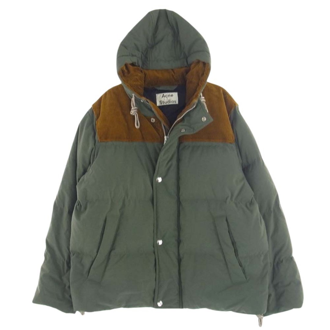 ACNE STUDIOS アクネストゥディオズ ダウンジャケット 19AW FN-MN-OUTW000151 Hooded Down Jacket フーデッド ダブルジップ コーデュロイ切替 ダウンジャケット モスグリーン系 48