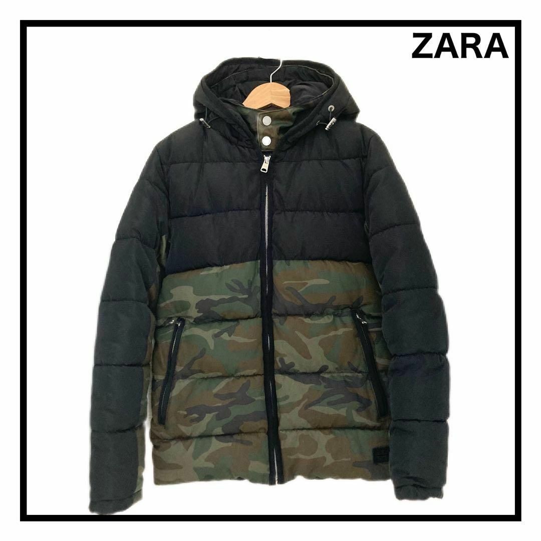 ZARA(ザラ)のザラ　中綿ジャケット　ブルゾン　アウター　メンズ　ミリタリー柄　長袖　Sサイズ メンズのジャケット/アウター(ダウンジャケット)の商品写真