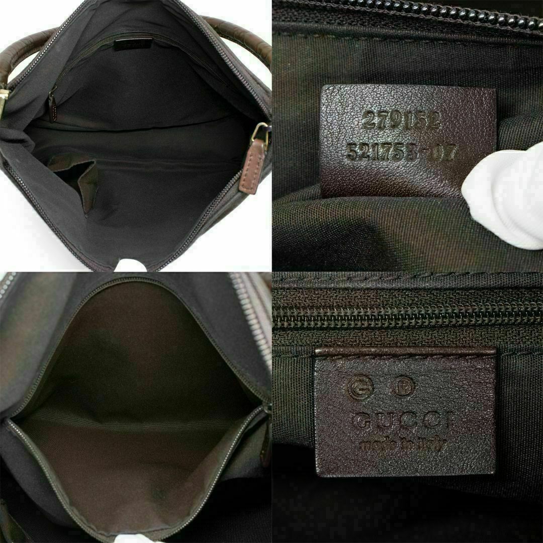 【全額返金保証・送料無料】グッチのハンドバッグ・正規品・美品・グッチシマ・茶色系