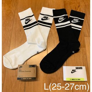 ナイキ(NIKE)の新品　ナイキ　L(25-27cm)  エッセンシャル　クルーソックス　白黒2足(ソックス)