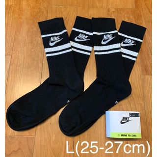 ナイキ(NIKE)の新品　ナイキ　L(25-27cm) エッセンシャル　クルーソックス　黒2足セット(ソックス)