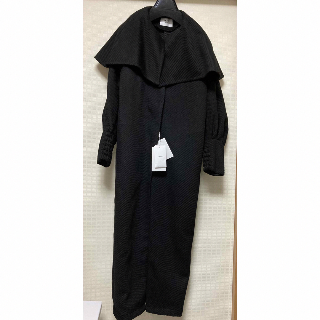 2WAY CAPE PUFF SLEEVE COATブラックS