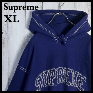 【後藤真希着用モデル❗️】 SUPREME パーカー M アイスロゴ 定番ネイビー