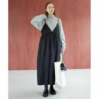 スローブイエナ(SLOBE IENA)の㊳新品タグ付き SLOBE IENA タフタ ギャザーキャミワンピース ブラック(ロングワンピース/マキシワンピース)