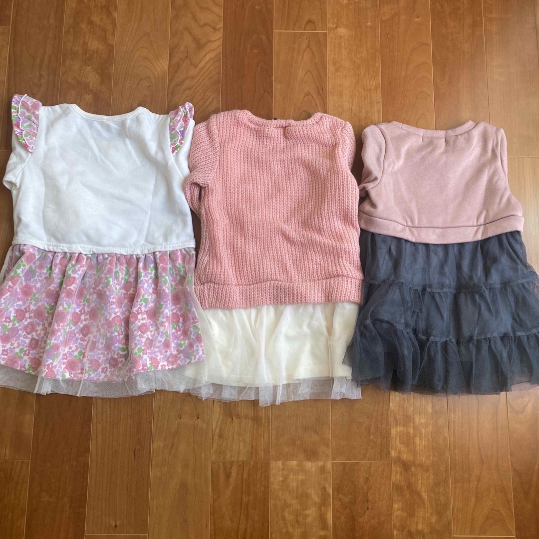 秋冬　チュールワンピース　女の子　3枚セット　110cm キッズ/ベビー/マタニティのキッズ服女の子用(90cm~)(ワンピース)の商品写真