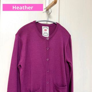 ヘザー(heather)のHeather ヘザー 長袖　Uネックカーディガン ピンク　サイズフリー(カーディガン)