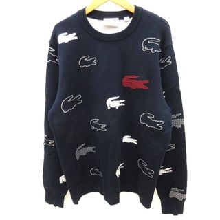 ラコステ(LACOSTE)のラコステ メイドインフランスオーガニックコットンジャカードニット 紺 L位(ニット/セーター)