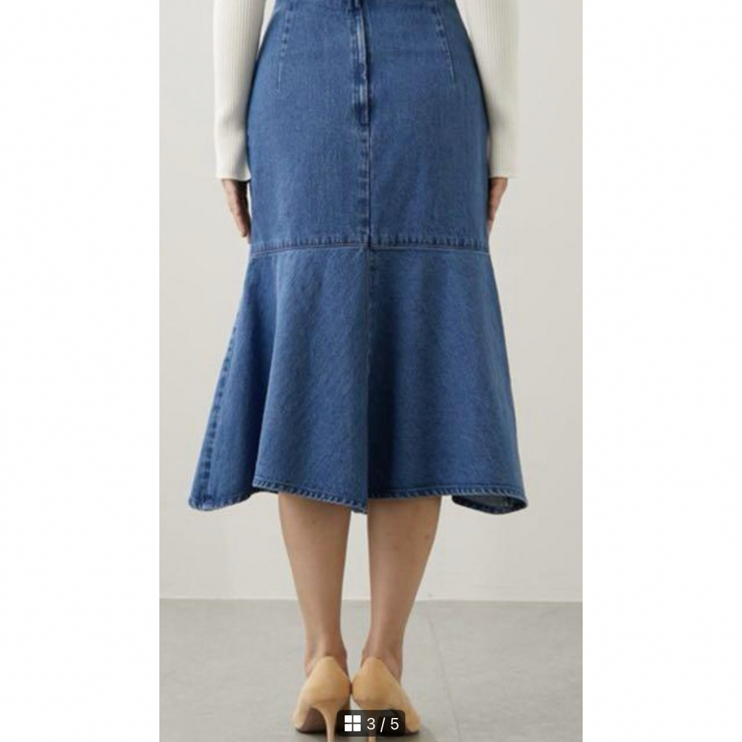 Whim Gazette(ウィムガゼット)の【Whim Gazette ウィムガゼット】デニムフレアスカート レディースのスカート(ひざ丈スカート)の商品写真