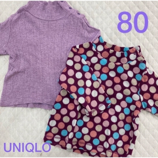 ユニクロ(UNIQLO)のUNIQLO 80女の子トップス 2枚セット(Tシャツ/カットソー)