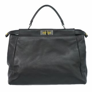 フェンディ(FENDI)の本物 フェンディ FENDI ピーカブー ラージ ハンドバッグ レザー ブラック 8BN210 Peekaboo バッグ 中古(ハンドバッグ)