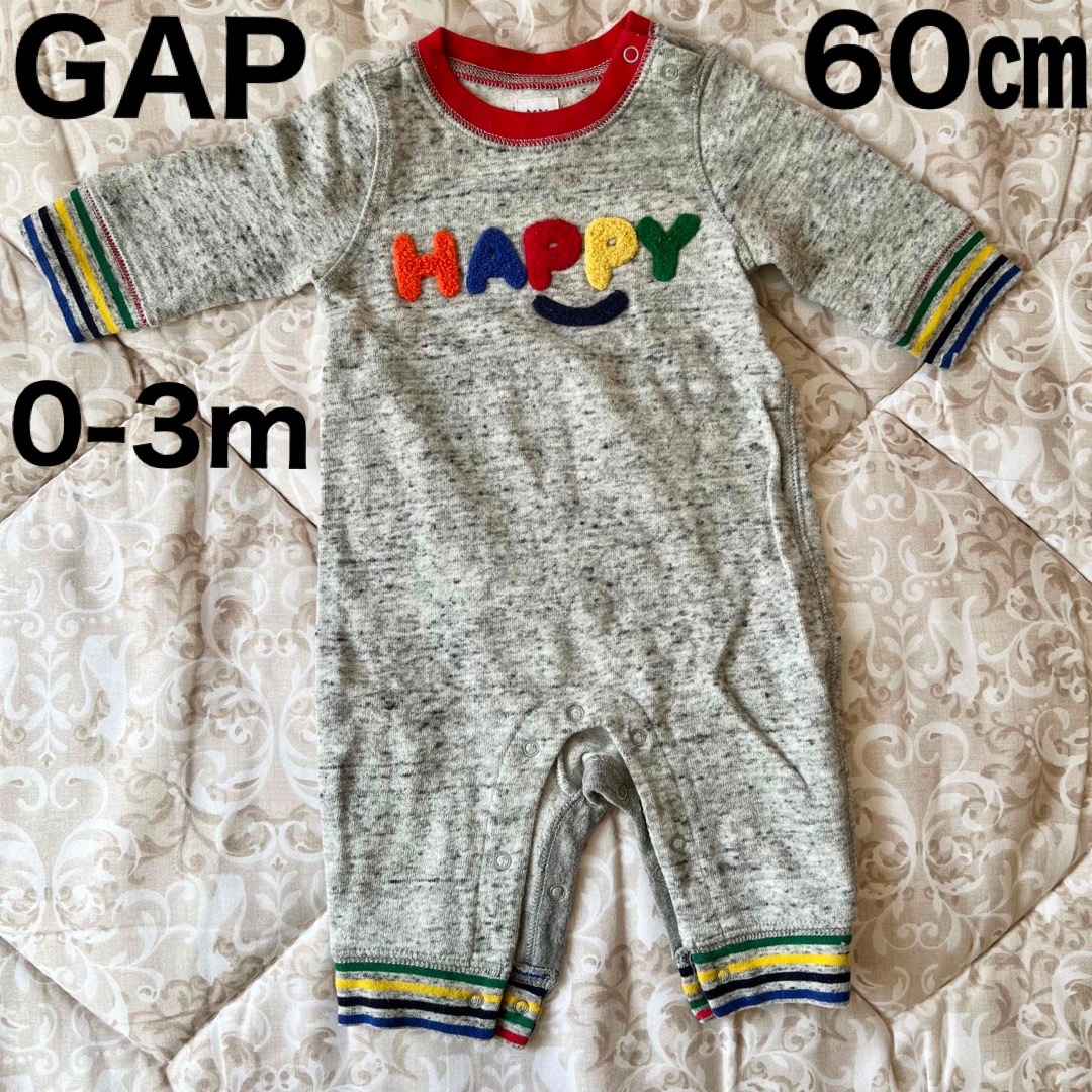 babyGAP(ベビーギャップ)のBabyGAP  GAP ロンパース 0-3m 60cm グレー キッズ/ベビー/マタニティのベビー服(~85cm)(ロンパース)の商品写真