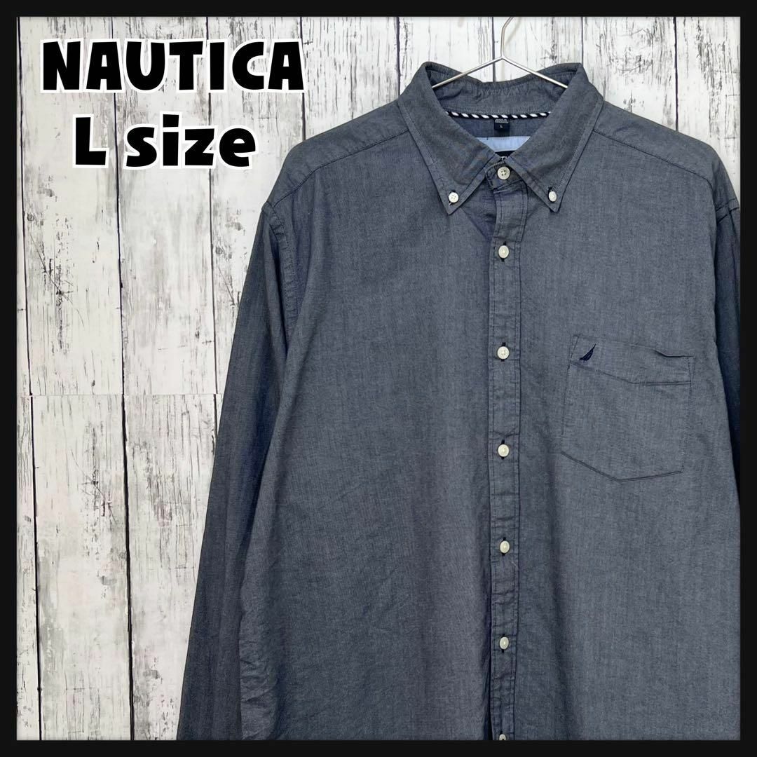 NAUTICA(ノーティカ)のNAUTICA/ノーティカ US古着 ボタンダウンシャツ グレー L メンズのトップス(シャツ)の商品写真