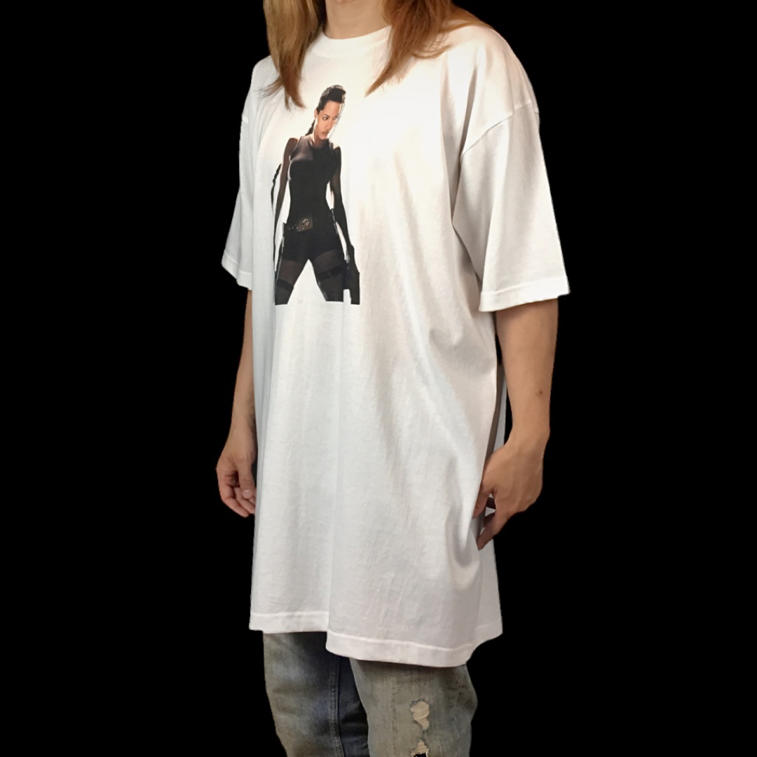 新品 トゥームレイダー アンジェリーナジョリー ハリウッド映画女優ビッグTシャツ メンズのトップス(Tシャツ/カットソー(半袖/袖なし))の商品写真
