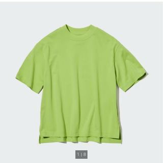 ユニクロ(UNIQLO)のユニクロ　レディース トップス エアリズムコットンT 半袖 黄緑 グリーン(Tシャツ(半袖/袖なし))