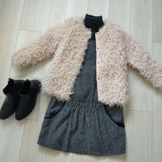 ザラキッズ(ZARA KIDS)の■ZARA■ザラ■ミニワンピース■グレーツイード■サイズ13/14・164cm■(ワンピース)