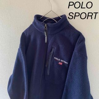 90s◆ポロバイラルフローレン 裏フリースナイロンブルゾン ブラック 2XL