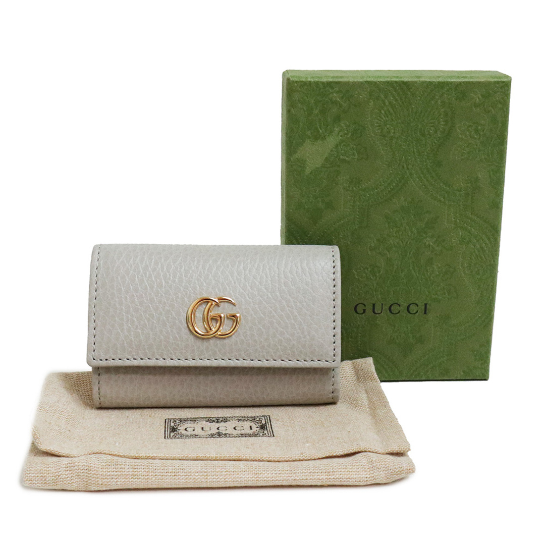 グッチ GGマーモント 6連 キーケース レザー グレー ピンク ゴールド金具 456118 GUCCI（新品・未使用品）