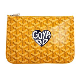 ゴヤール(GOYARD)のゴヤール セナ PM マーカージュ クラッチバッグ ポーチ ヘリンボーン ゴヤールディンキャンバス シュヴロッシュカーフスキン レザー イエロー 黄 シルバー金具 箱付 GOYARD（新品・未使用品）(その他)