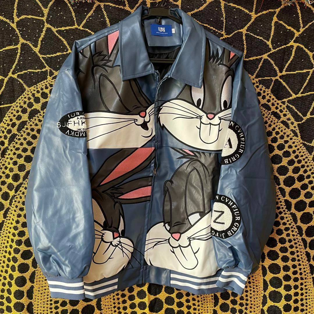 ＢＵＮＮＹ バニー  合皮 ジャケット アウター ブルー ブルゾン b メンズのジャケット/アウター(ブルゾン)の商品写真