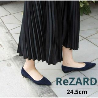 リザード ReZARD フラットパンプス ネイビースエード  新品  ヒカル(ハイヒール/パンプス)