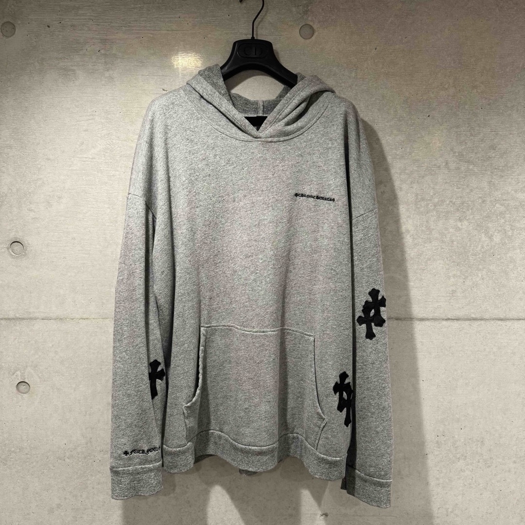 グレーサイズCHROME HEARTS Y NOT クロスパッチ パーカー