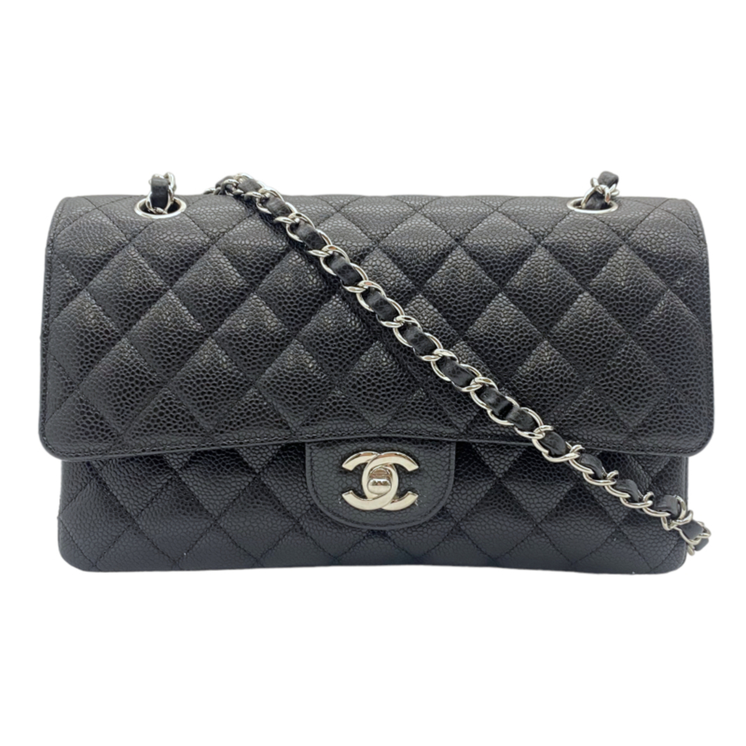 シャネル CHANEL マトラッセ25 A01112 ブラック シルバー金具 キャビアスキン レディース ショルダーバッグ約90cm開閉式