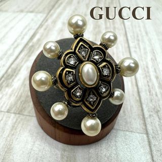 グッチ GUCCI リング 指輪 Fパール コスチュームパール ラインストーン | フリマアプリ ラクマ