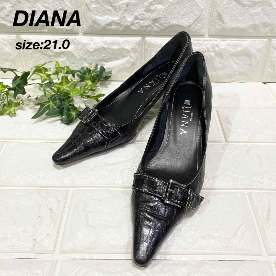 DIANA(ダイアナ)のDIANAダイアナ　ポインテッドトゥパンプス　型押し21.0 レディースの靴/シューズ(ハイヒール/パンプス)の商品写真