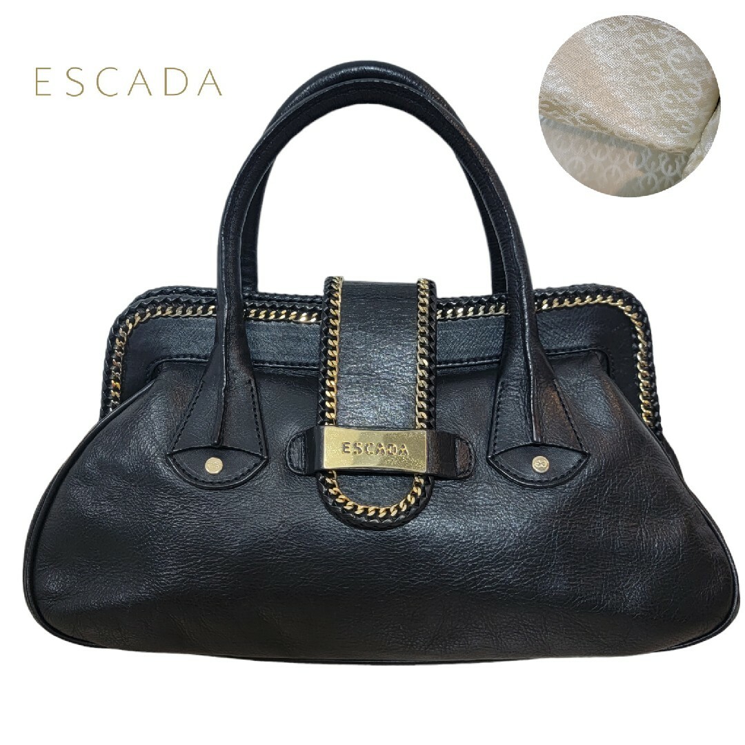 バッグ【美品】イタリア製 エスカーダ ESCADA 牛革 ハンドバッグ ゴールド金具