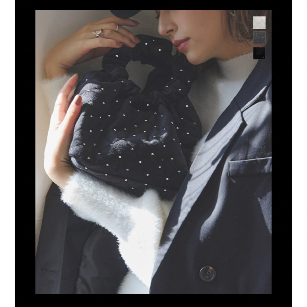 神戸レタス(コウベレタス)の神戸レタス　キラキラドット　キルティングミニバッグ　ブラック レディースのバッグ(ハンドバッグ)の商品写真