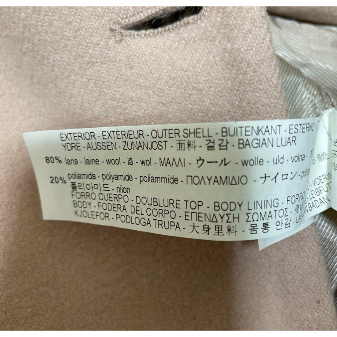 ZARA(ザラ)のZARA くすみピンク　ウール80% ロングコート　L  クリーニングタグ付 レディースのジャケット/アウター(ロングコート)の商品写真