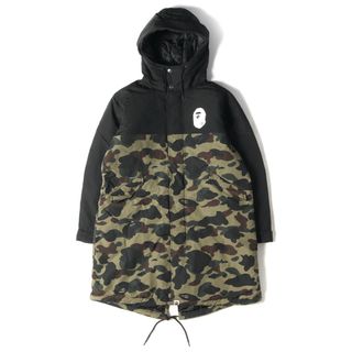 アベイシングエイプ(A BATHING APE)の美品 A BATHING APE ア ベイシング エイプ コート サイズ:WMNS XS 1stカモ 猿迷彩 裏地キルティング フィッシュテール モッズコート グリーンカモ ブラック アウター ジャケット ブルゾン【レディース】【中古】(ミリタリージャケット)