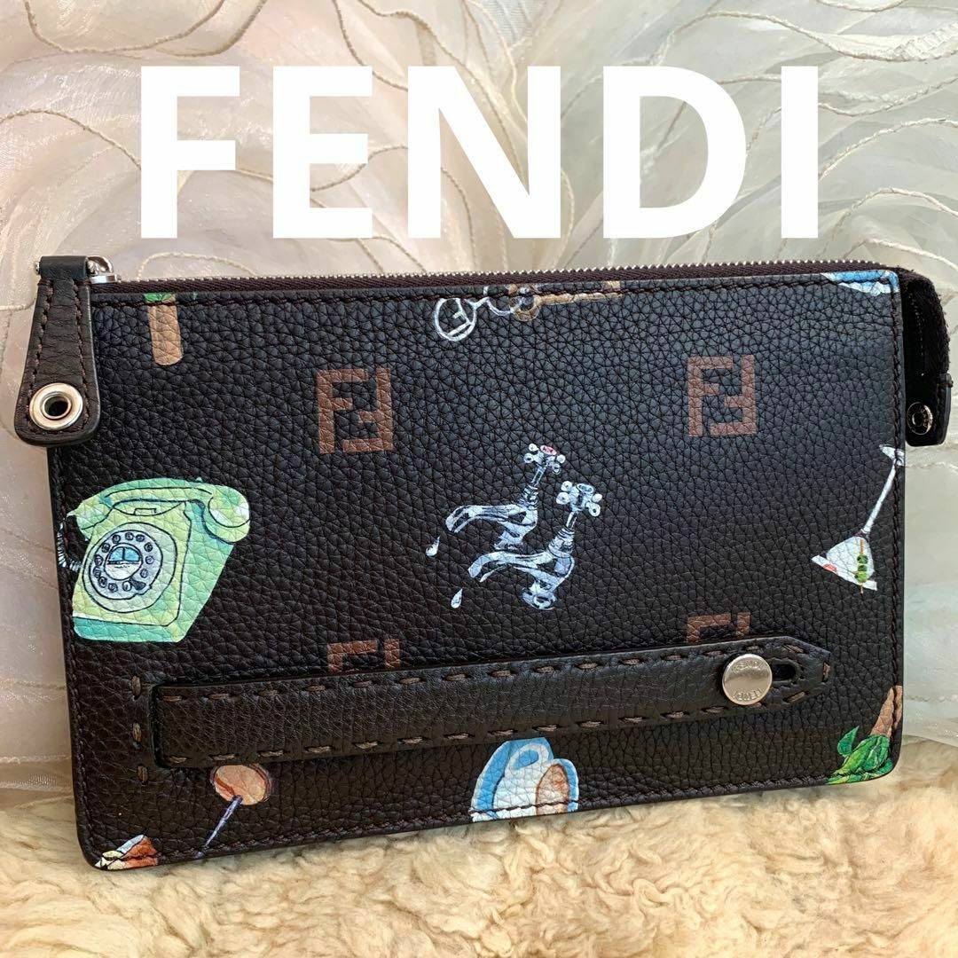 FENDI - ☆未使用品☆FENDI セレリア クラッチバッグ ダークブラウン ...