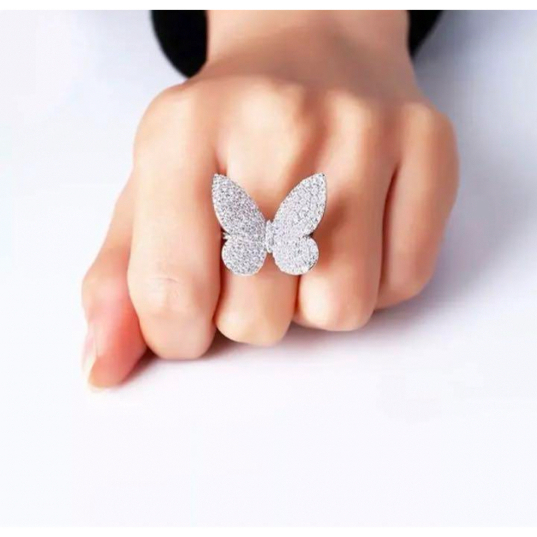 ✨最高級✨バタフライ✨リング✨シルバー‼️SONAダイヤモンド✨蝶々モチーフ✨ レディースのアクセサリー(リング(指輪))の商品写真