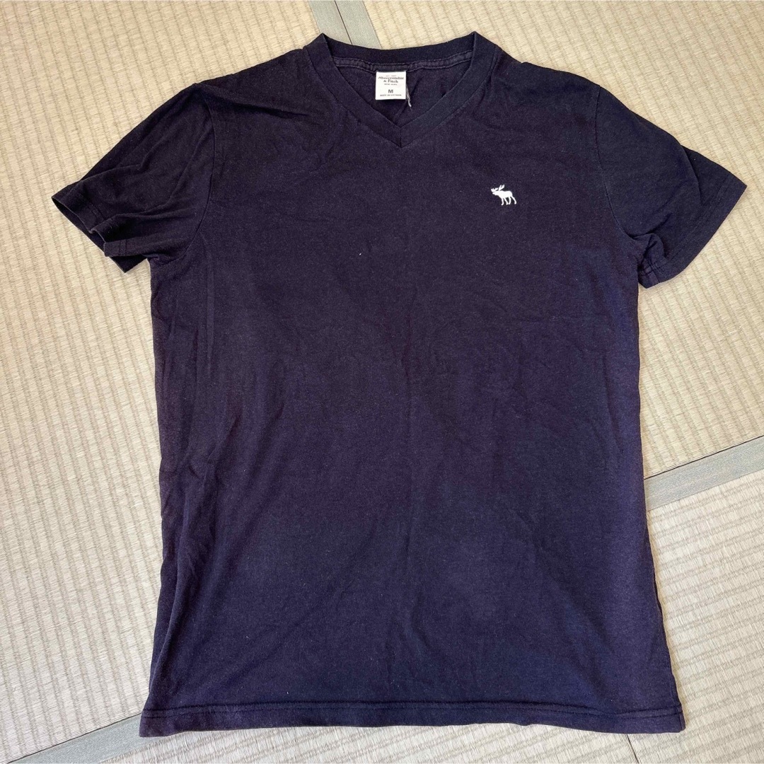 Abercrombie&Fitch(アバクロンビーアンドフィッチ)のAbercrombie&Fitch メンズ M ネイビー ロゴ刺繍 半袖Tシャツ メンズのトップス(Tシャツ/カットソー(半袖/袖なし))の商品写真