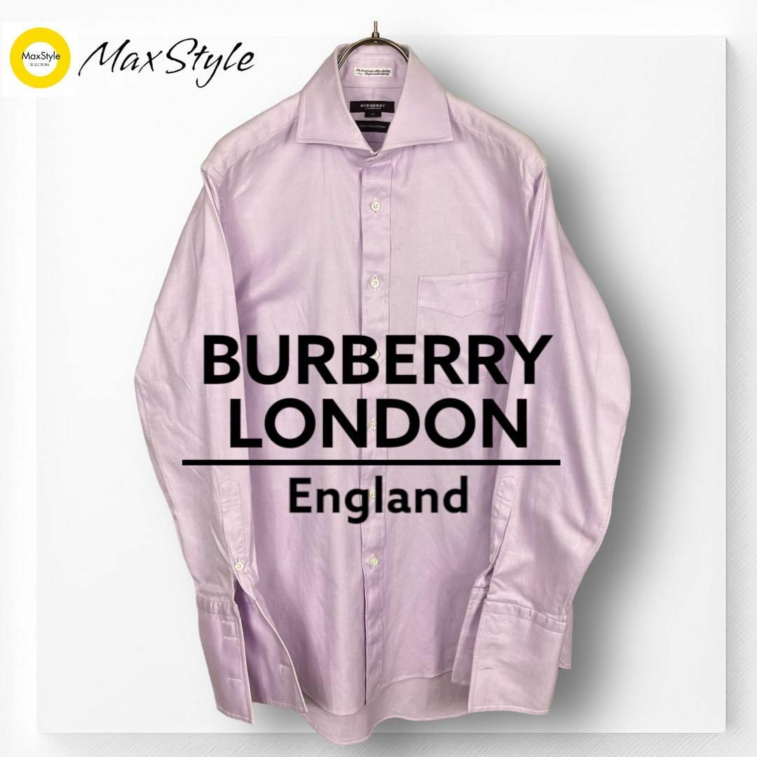 BURBERRY(バーバリー)の【バーバリーロンドン】長袖 シャツ ホリゾンタルカラー パープル M 日本製 メンズのトップス(シャツ)の商品写真