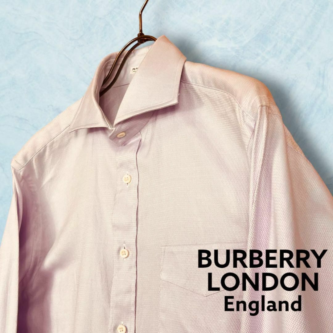 BURBERRY(バーバリー)の【バーバリーロンドン】長袖 シャツ ホリゾンタルカラー パープル M 日本製 メンズのトップス(シャツ)の商品写真