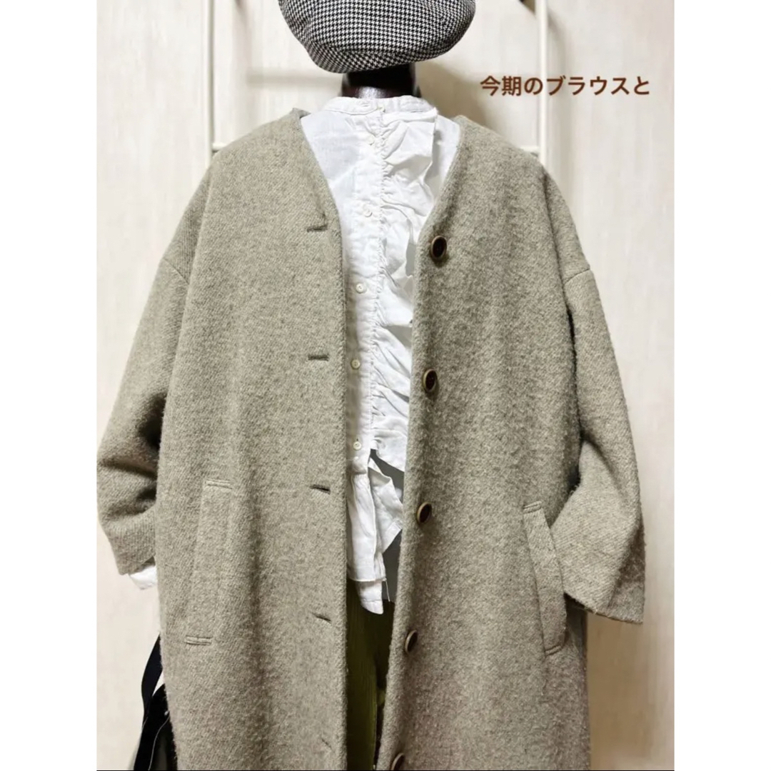 nest Robe(ネストローブ)の6.26万【ネストローブ】シェットランドモッサーノーカラーコート✤ ビアズリー レディースのジャケット/アウター(ロングコート)の商品写真