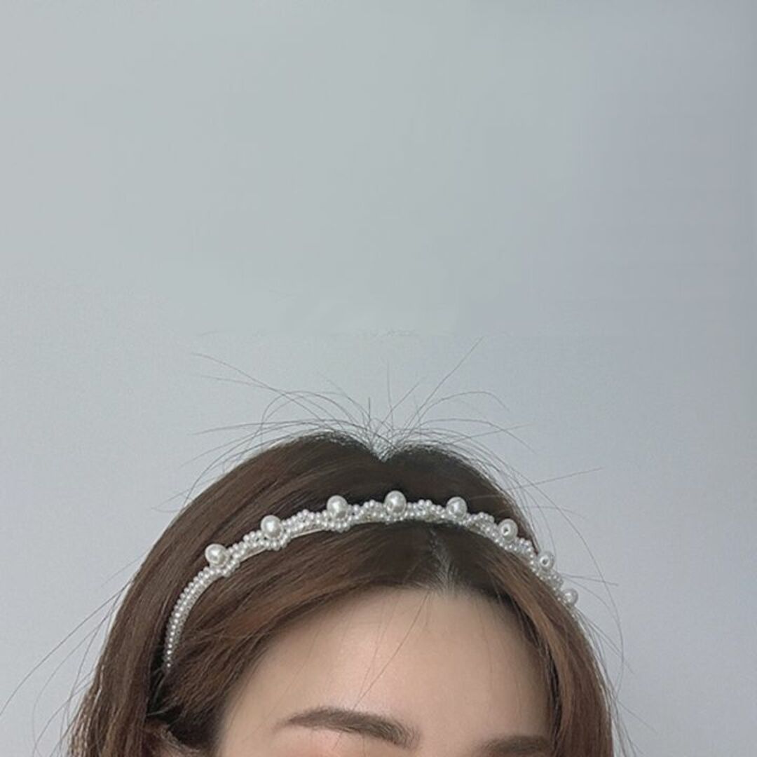 パールカチューシャ 4本セット #21 レディースのヘアアクセサリー(カチューシャ)の商品写真