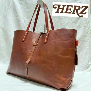 ヘルツ(HERZ)の美品✨HERZ ヘルツ　レザー　ハンドバッグ　トートバッグ　本革　ブラウン(トートバッグ)