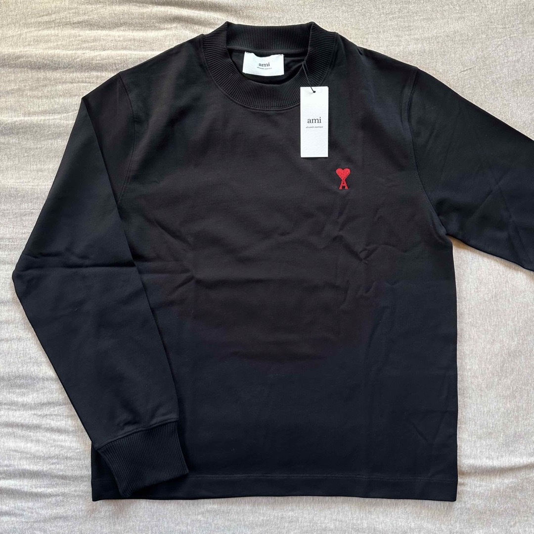 黒XL新品 AMI Paris アミ グラフィック コットン ニット セーター