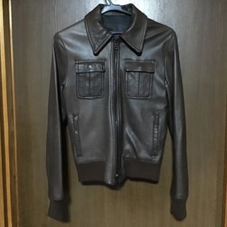 LITHIUM HOMME - リチウムオム ギリシャラムレザージャージブルゾン 46