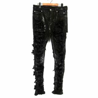 ダークシャドウ(DRKSHDW)のダークシャドウ リックオウエンス DRKSHDW by Rick Owens ■ 23AW 【 Detroit Jeans DU02C5366　SBFLS 】 デトロイト カット デストロイ クラッシュ加工 ワックス ストレッチ デニム パンツ　30096(デニム/ジーンズ)