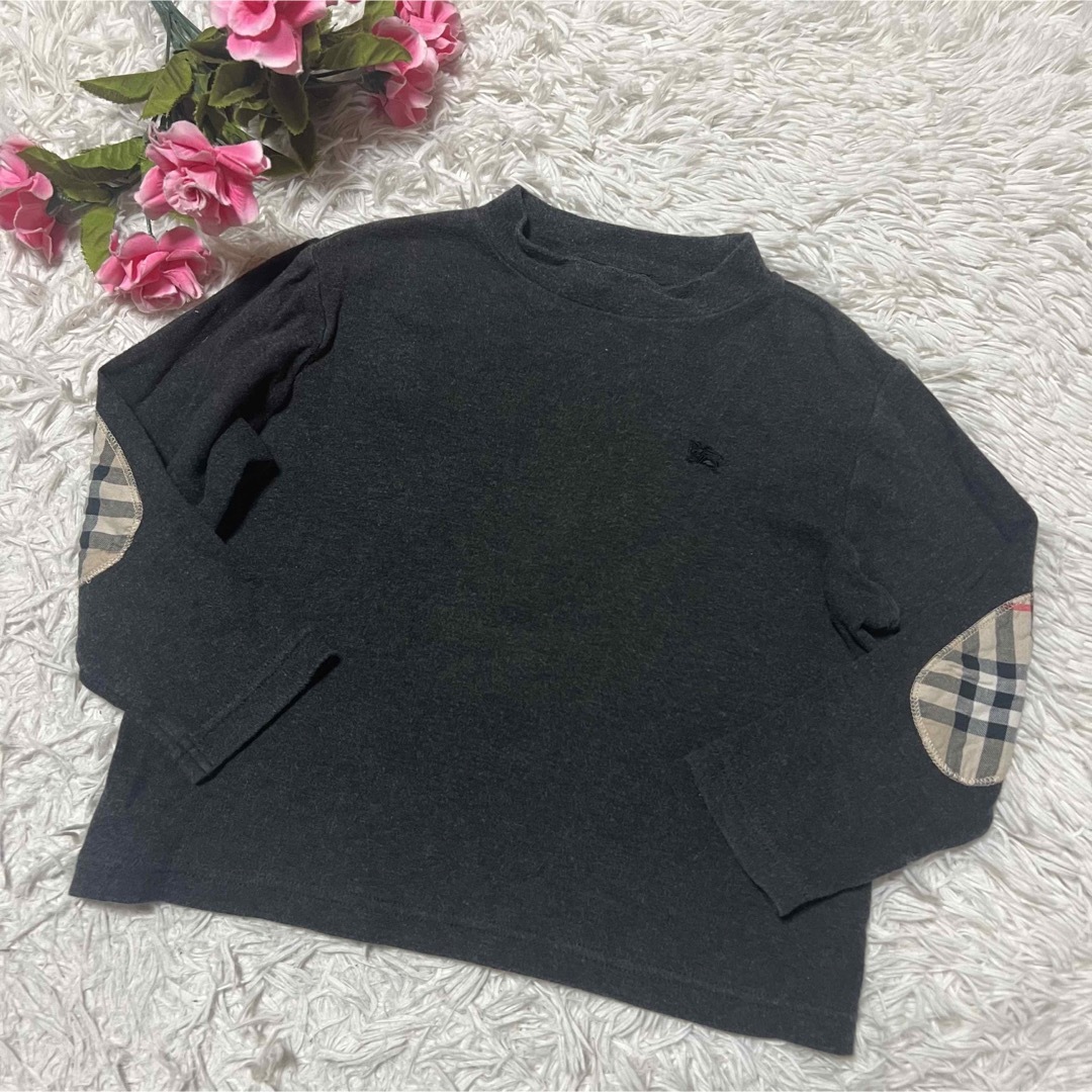 BURBERRY - バーバリーロンドン ハイネックロンT 110cm グレー 肘