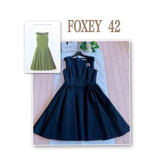 フォクシー(FOXEY)のFOXEY サイドギャザーワンピース希少42新品同様　Rene(ひざ丈ワンピース)