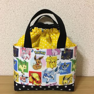 No.26  保冷ランチバッグ　持ち手付きお弁当袋　ハンドメイド(ランチボックス巾着)