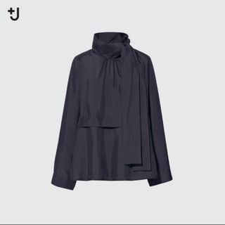 ユニクロ(UNIQLO)の【値下げ】新品UNIQLO +J シルクボウタイブラウス Sサイズ(シャツ/ブラウス(長袖/七分))