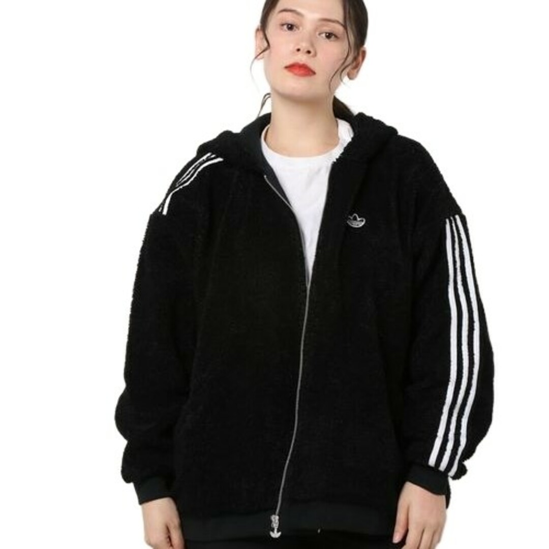 adidas(アディダス)の【大きいサイズ】adidas★シェルパジャケット★フリースジャケット★黒★2XL レディースのジャケット/アウター(ブルゾン)の商品写真