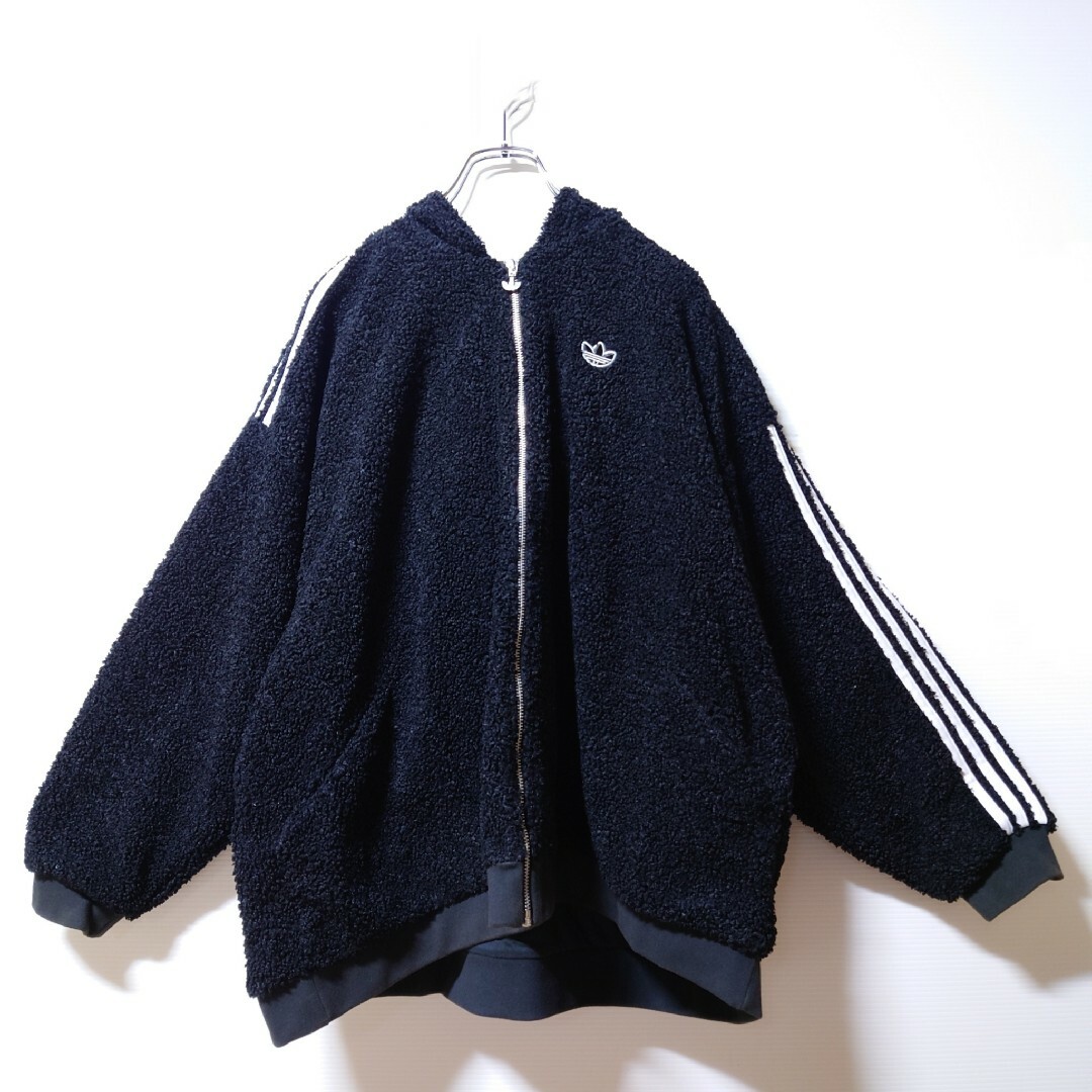 adidas(アディダス)の【大きいサイズ】adidas★シェルパジャケット★フリースジャケット★黒★2XL レディースのジャケット/アウター(ブルゾン)の商品写真