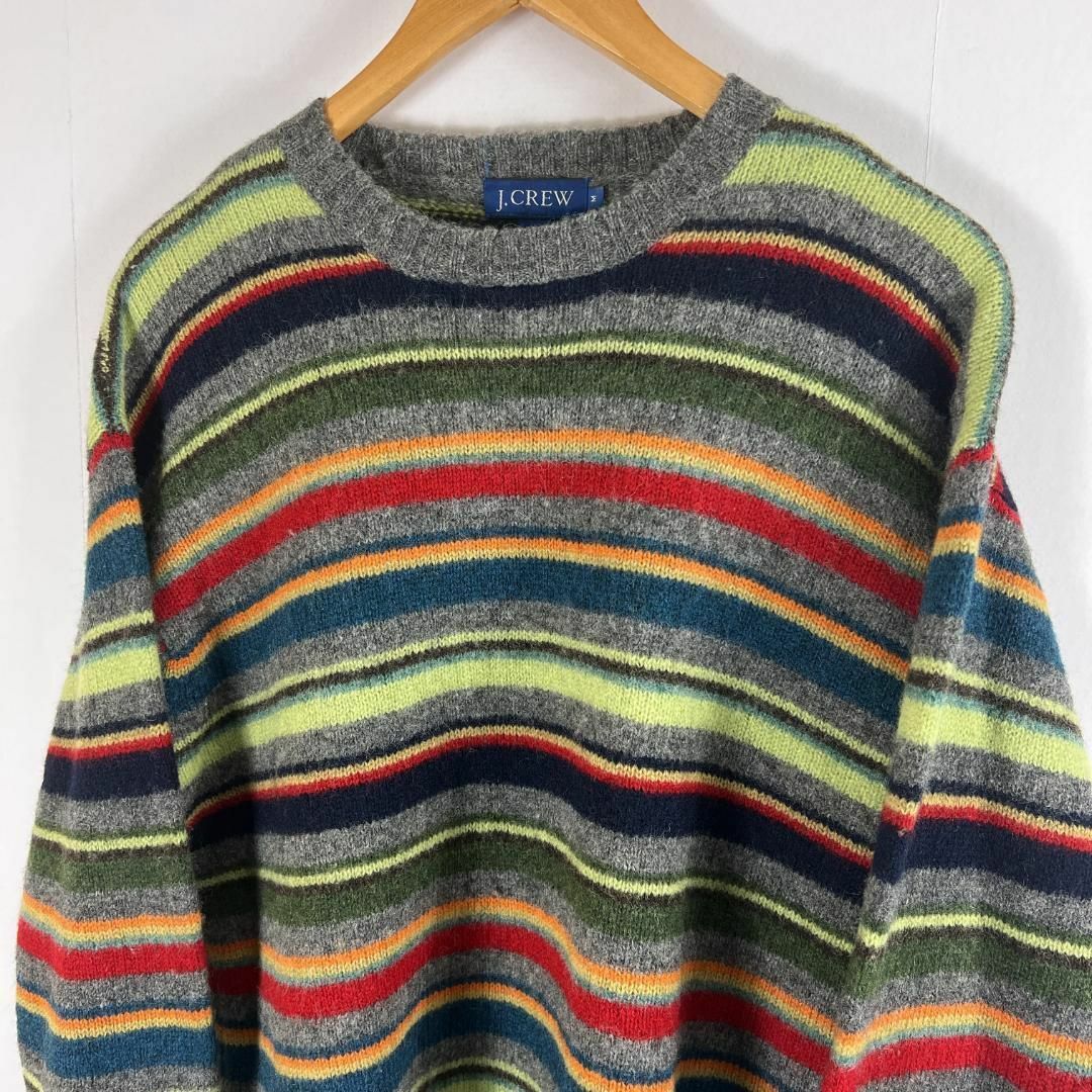 J.Crew - 90s J.CREW ボーダー マルチカラー ウール ニットの J.Crew - 90s J.CREW ボーダー マルチカラー ウール ニットの